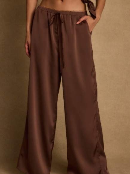 Nwt 12th Tribe Satin Wide-Leg Drawstring Pants